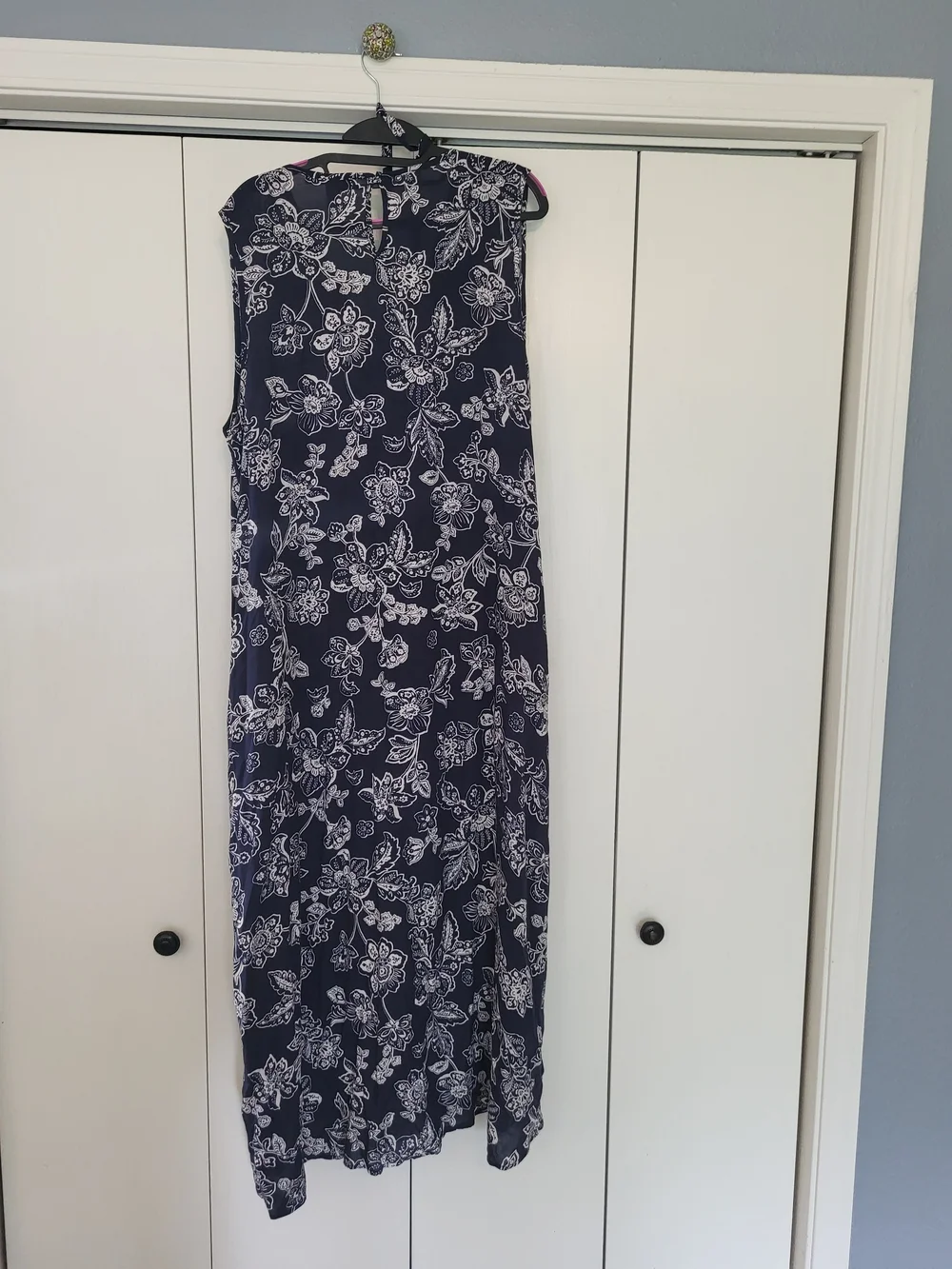 Ella Moon- Lg- EUC Navy Floral Maxi Dress with Drawstring Waist - Picture 3 of 7